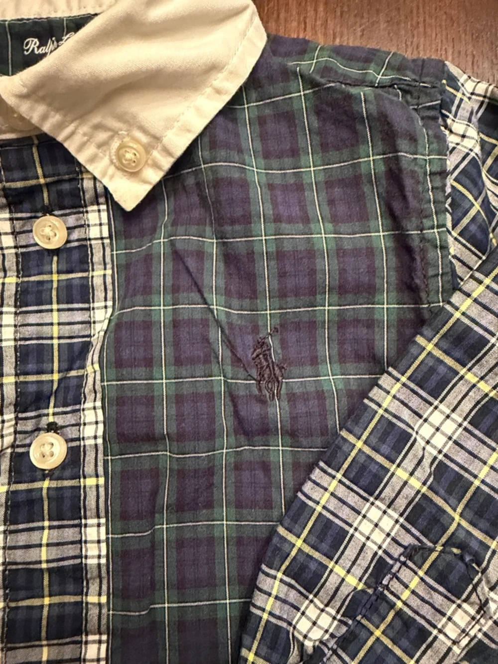 Polo Ralph Lauren Baby Boys Patchwork Plaid Button Down Shirt 12M Cotton